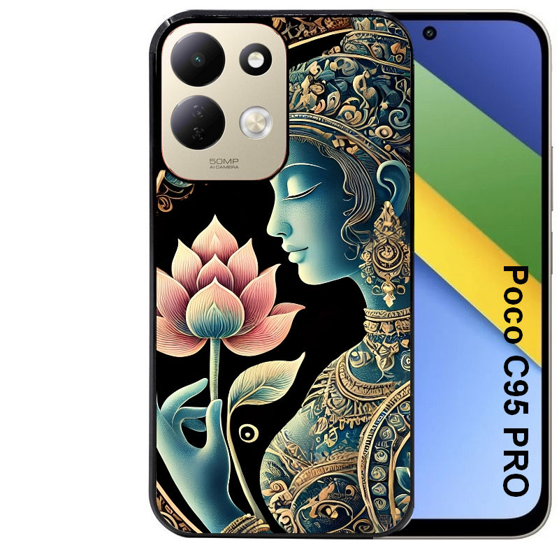 Coque pour POCO C95 PRO bouddha et lotus