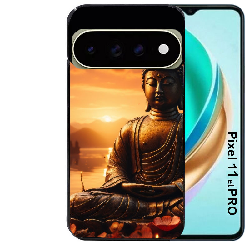 Coque pour Pixel 10 / 11 / PRO / XL bouddha et soleil