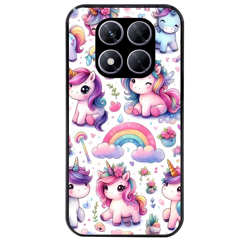 Coque noire taperso pour Redmi Note 14 et PRO PLUS 4G 5G avec motif licorne arc en ciel protection antichoc personnalisée