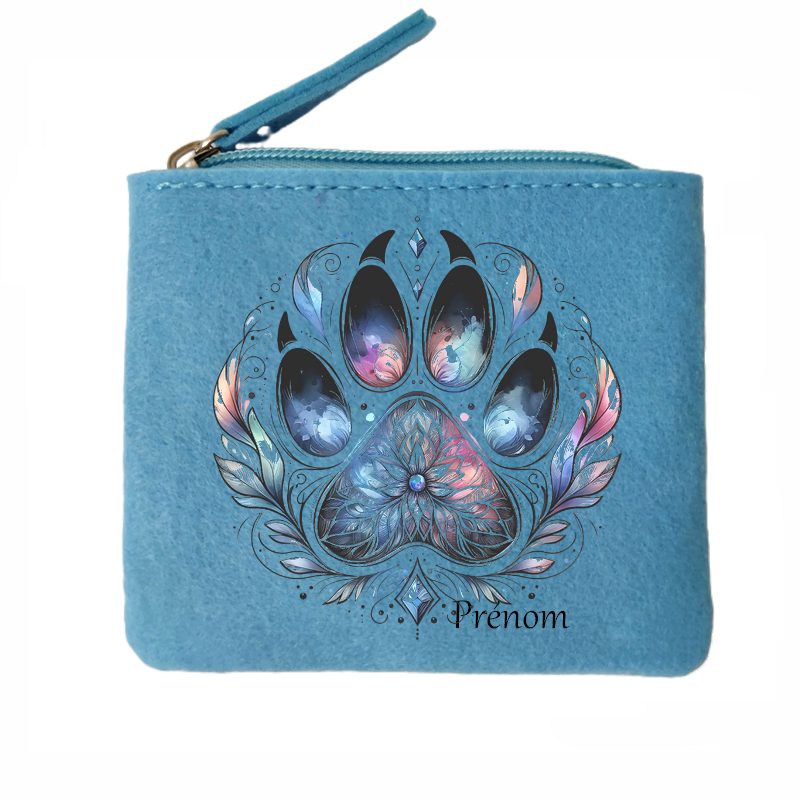 Porte monnaie personnalisé patte plume en feutrine en feutrine