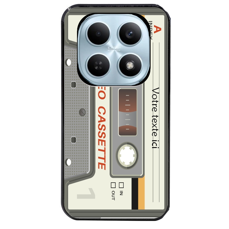 Coque noire taperso pour POCO M8 5G et PRO 5G avec motif cassette grise personnalisable protection antichoc personnalisée