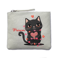 Porte monnaie personnalisé chat saint valentin ivoire en feutrine en feutrine ivoire
