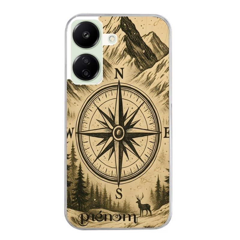 Coque taperso pour POCO C65 4G avec motif voyage et boussole protection antichoc personnalisée