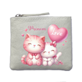 Porte monnaie personnalisé chat love ivoire en feutrine en feutrine ivoire