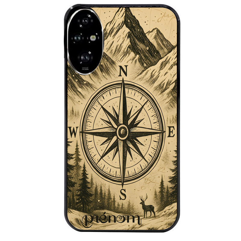 Coque noire taperso pour Honor 200 et Lite Pro Smart avec motif voyage et boussole protection antichoc personnalisée