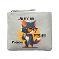 Porte monnaie personnalisé chat jmen fish ivoire en feutrine en feutrine ivoire