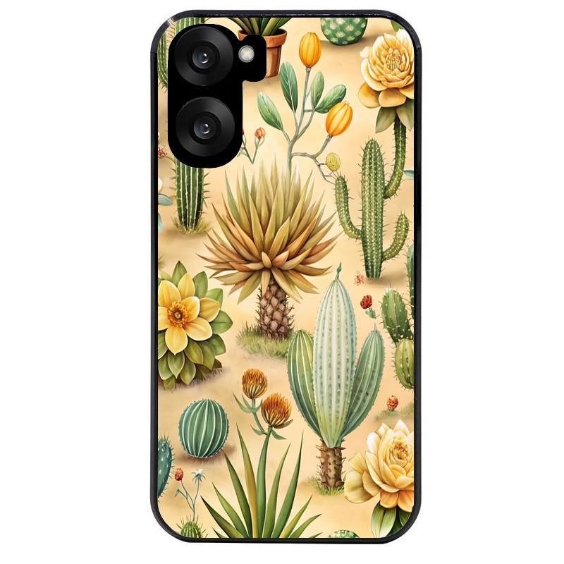 Coque noire taperso pour OnePlus Nord CE5 avec motif cactus et succulent protection antichoc personnalisée