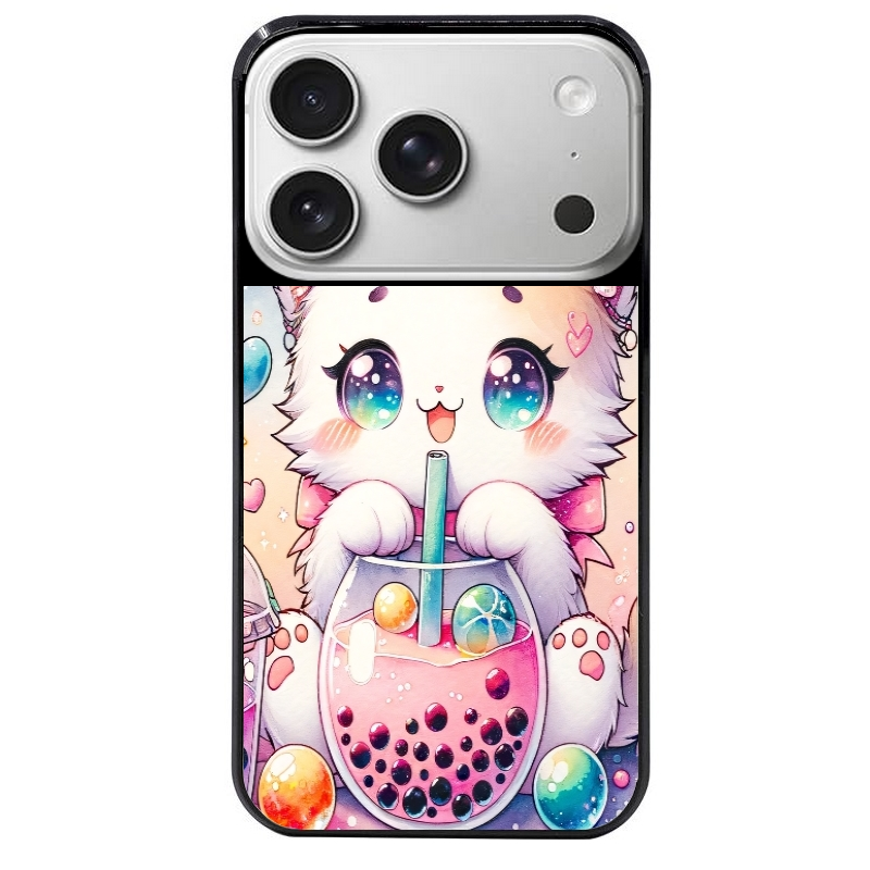 Coque noire taperso pour Iphone 17 17E AIR MAX PRO avec motif chat bubble style manga protection antichoc personnalisée