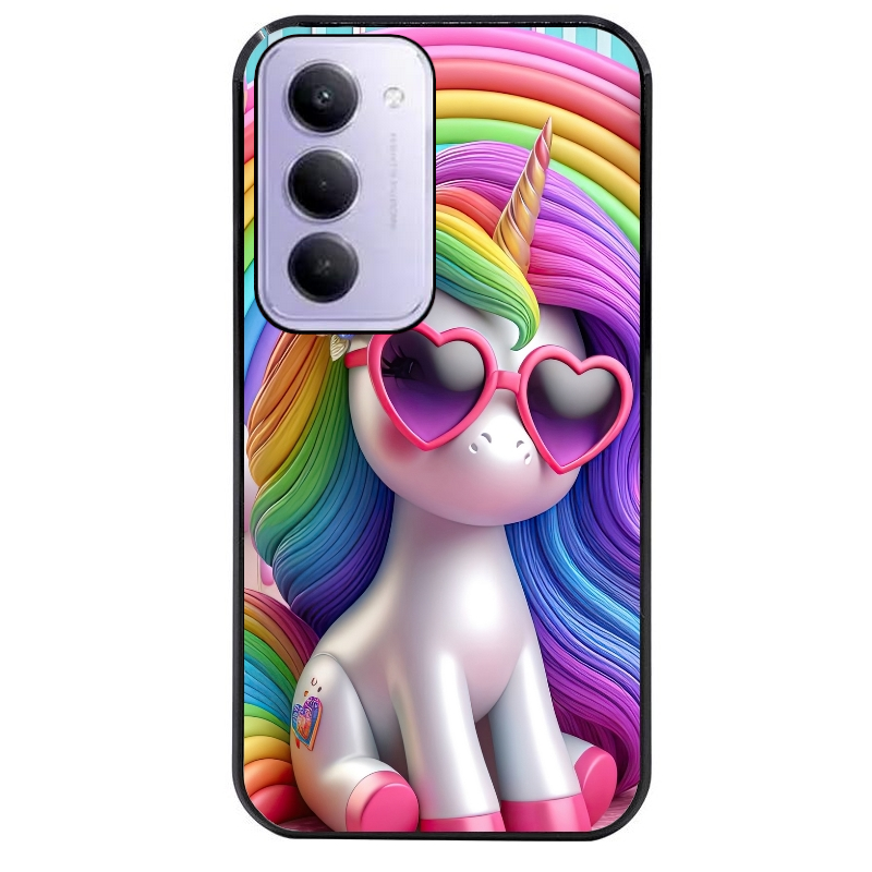 Coque noire taperso pour Redmi 15 4G et 5G avec motif licorne pop art protection antichoc personnalisée