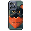 Coque noire taperso pour Moto Edge 60 et Neo Fusion Pro avec motif chat et coeur avec prenom protection antichoc personnalisée