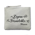Porte monnaie personnalisé copine formidable ivoire en feutrine en feutrine ivoire