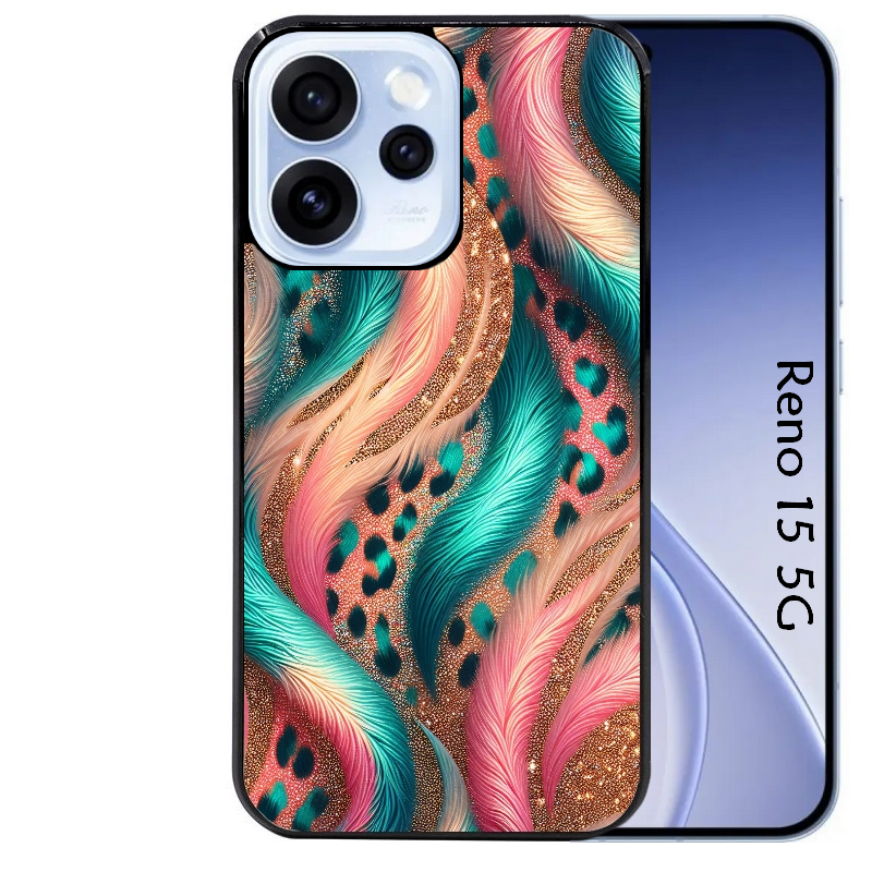 Coque noire taperso pour OPPO Reno 15 et F FS 5G avec motif effet fourrure leopard 2 protection antichoc personnalisée