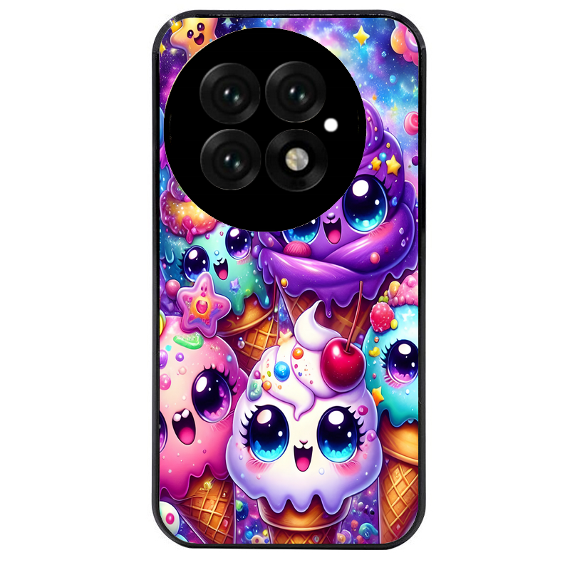 Coque noire taperso pour OnePlus 13 avec motif anime ice cream kawaii protection antichoc personnalisée