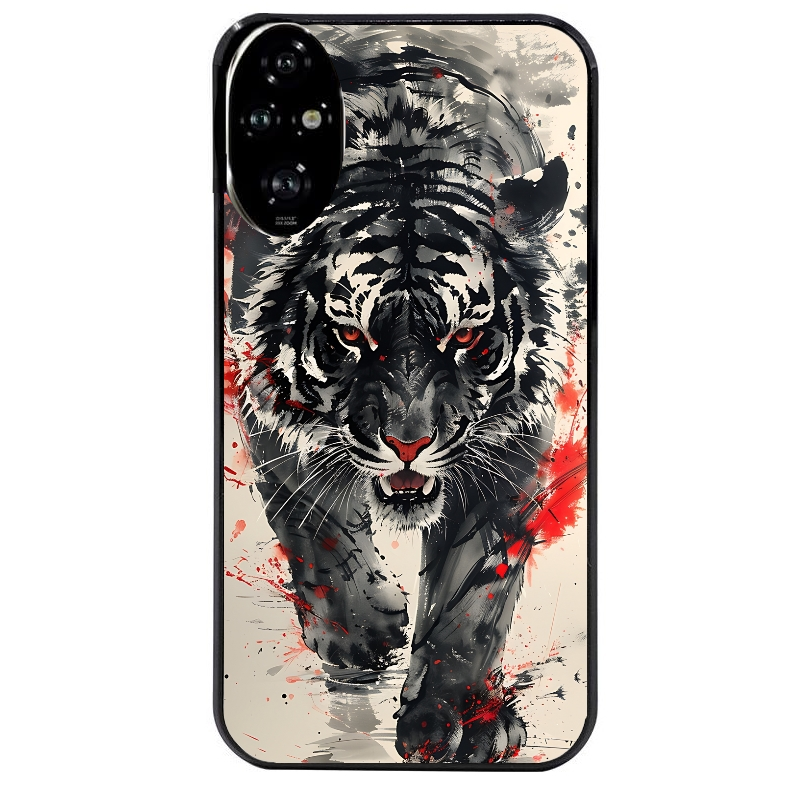 Coque noire taperso pour Honor 200 et Lite Pro Smart avec motif tigre japan protection antichoc personnalisée