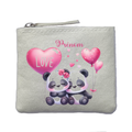 Porte monnaie personnalisé panda love ivoire en feutrine en feutrine ivoire