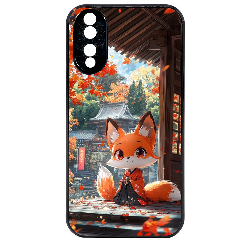 Coque noire taperso pour Honor 70 LITE 90 et LITE avec motif renard et fox anime protection antichoc personnalisée