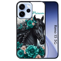 Coque noire taperso pour OPPO Reno 15 et F FS 5G avec motif cheval et fleurs personnalisee protection antichoc personnalisée