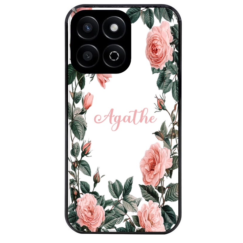 Coque noire taperso pour Honor 70 LITE 90 et LITE avec motif cadre fleur pastel personnalisee protection antichoc personnalisée