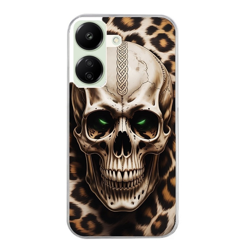 Coque taperso pour POCO C65 4G avec motif tete de mort leopard protection antichoc personnalisée