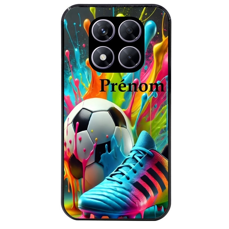 Coque noire taperso pour Redmi Note 14 et PRO PLUS 4G 5G avec motif foot color personnalisee protection antichoc personnalisée