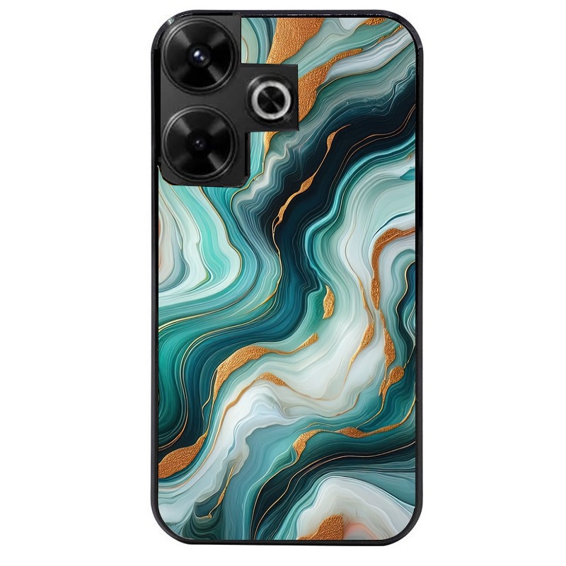 Coque noire taperso pour POCO M6 4G avec motif marbre vert protection antichoc personnalisée