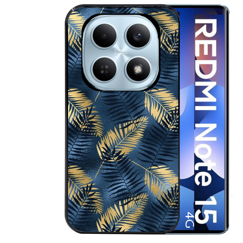 Coque noire taperso pour Redmi Note 15 et PRO PLUS 4G 5G avec motif palmier bleu protection antichoc personnalisée