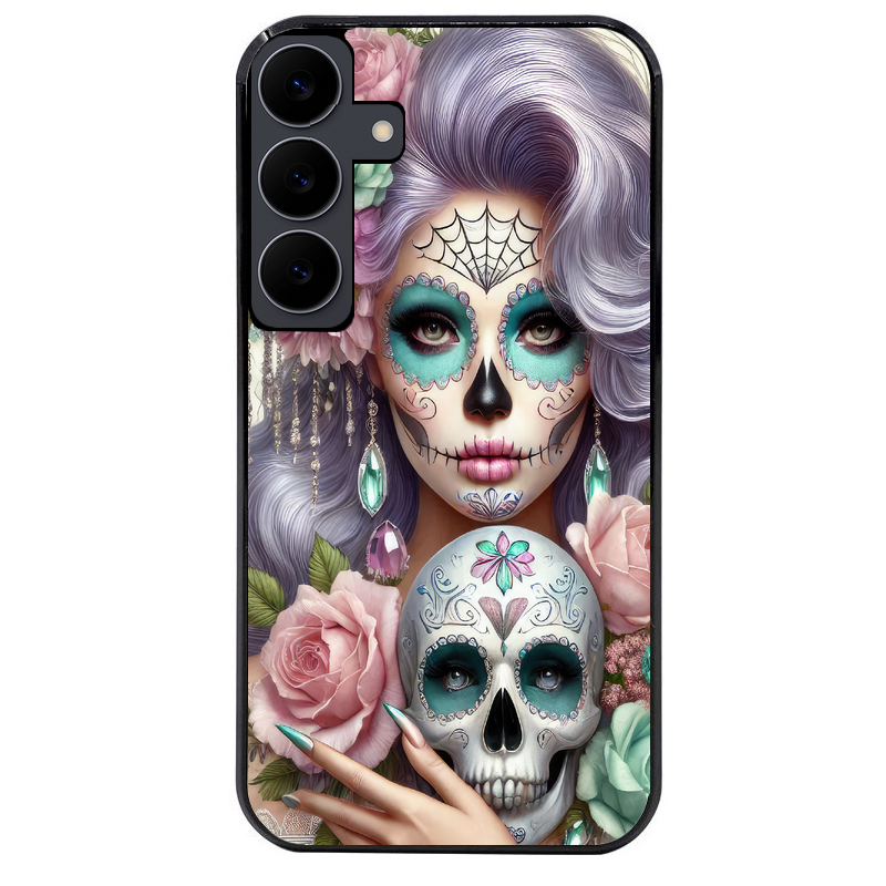 Coque noire taperso pour galaxy A06 A16 A26 A36 A56 avec motif tete de mort calavera bijoux protection antichoc personnalisée