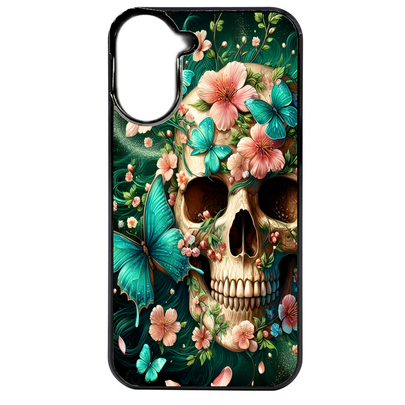 Coque noire taperso pour POCO C71 4G avec motif tete de mort skull printemps protection antichoc personnalisée