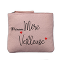 Porte monnaie personnalisé motif maman merveilleuse coeur rose clair en feutrine en feutrine