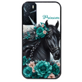Coque noire taperso pour OPPO A16 et A16S avec motif cheval et fleurs personnalisee protection antichoc personnalisée