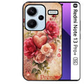 Coque noire taperso pour Redmi Note 13 PRO PLUS 5G avec motif coeur et fleur personnalisee protection antichoc personnalisée
