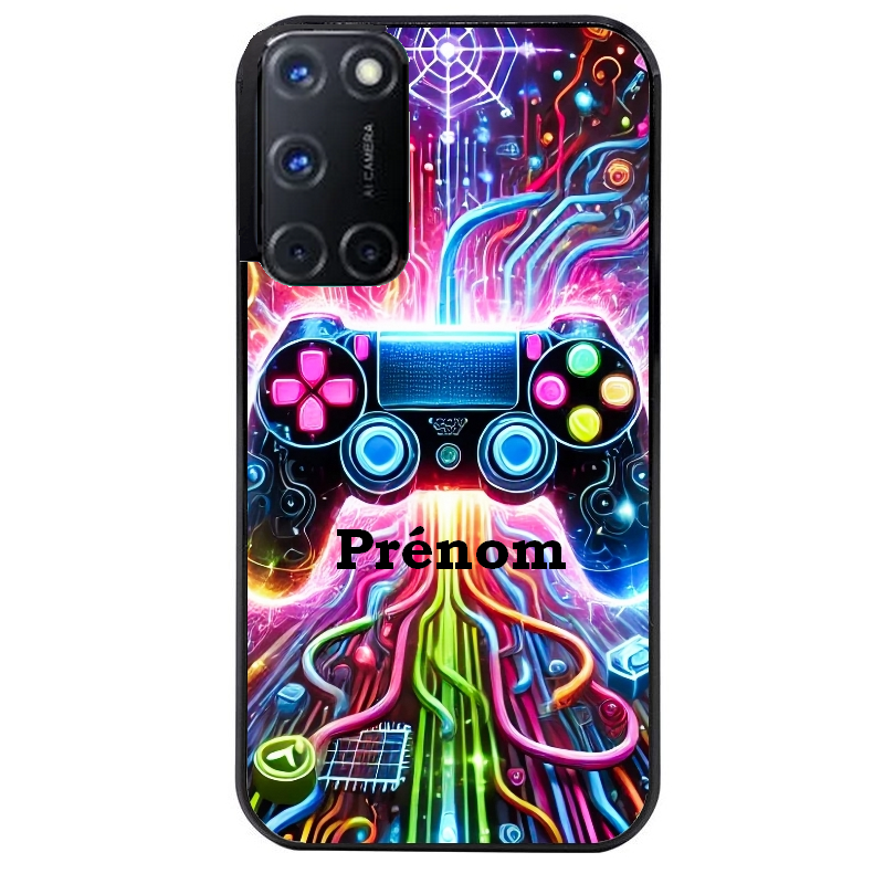 Coque noire taperso pour OPPO Reno 8 LITE avec motif gamer electro personnalisee protection antichoc personnalisée