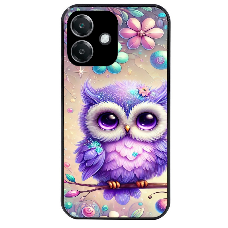 Coque noire taperso pour OPPO A40 avec motif chouette violette protection antichoc personnalisée