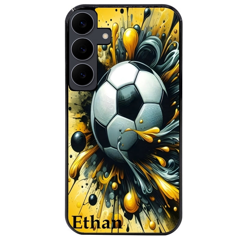 Coque noire taperso pour galaxy A06 A16 A26 A36 A56 avec motif football personnalisee protection antichoc personnalisée