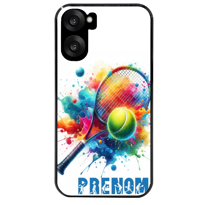 Coque noire taperso pour OnePlus Nord CE5 avec motif tennis raquette personnalisee protection antichoc personnalisée