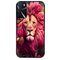 Coque noire taperso pour OPPO A16 et A16S avec motif lion et fleurs rose protection antichoc personnalisée