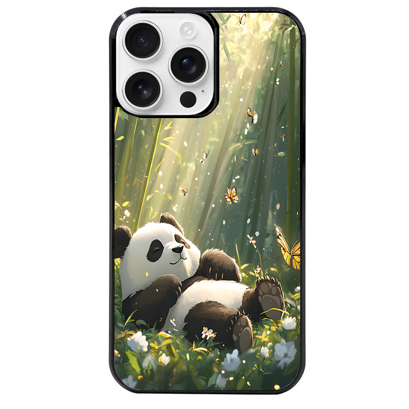 Coque noire taperso pour Iphone 16 16E PLUS MAX PRO avec motif panda bambou protection antichoc personnalisée
