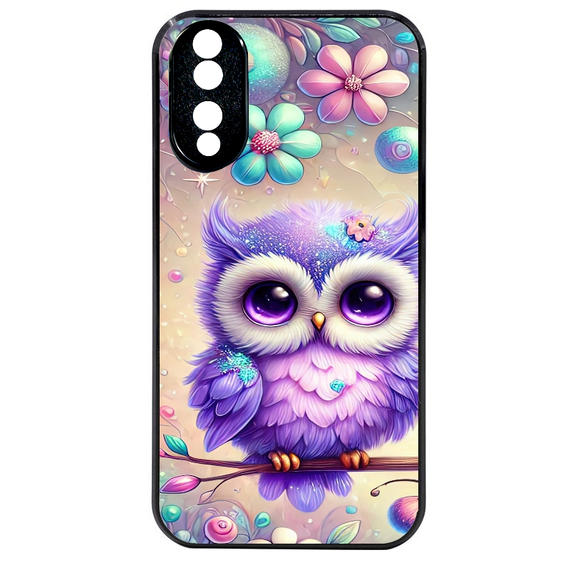 Coque noire taperso pour Honor 70 LITE 90 et LITE avec motif chouette violette protection antichoc personnalisée