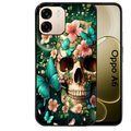 Coque noire taperso pour OPPO A6 A6X 4G et 5G avec motif tete de mort skull printemps protection antichoc personnalisée