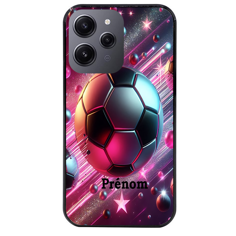 Coque noire taperso pour Redmi 12 4G et 5G avec motif foot etoile personnalisee protection antichoc personnalisée