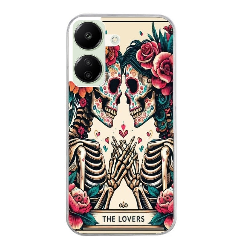 Coque taperso pour POCO C65 4G avec motif tete de mort lovers protection antichoc personnalisée