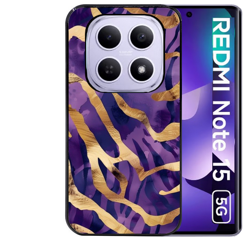 Coque noire taperso pour Redmi Note 15 et PRO PLUS 4G 5G avec motif zebre violet protection antichoc personnalisée