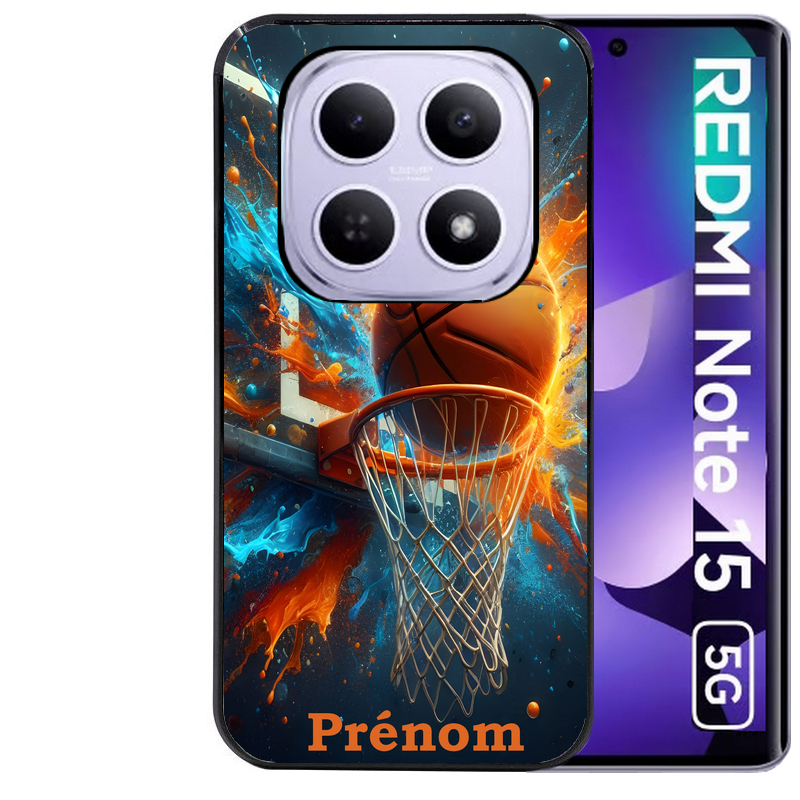 Coque noire taperso pour Redmi Note 15 et PRO PLUS 4G 5G avec motif basket ball color personnalise protection antichoc personnalisée