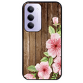 Coque noire taperso pour Redmi 15 4G et 5G avec motif bois avec fleur rose protection antichoc personnalisée