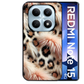 Coque noire taperso pour Redmi Note 15 et PRO PLUS 4G 5G avec motif effet fourrure leopard 1 protection antichoc personnalisée