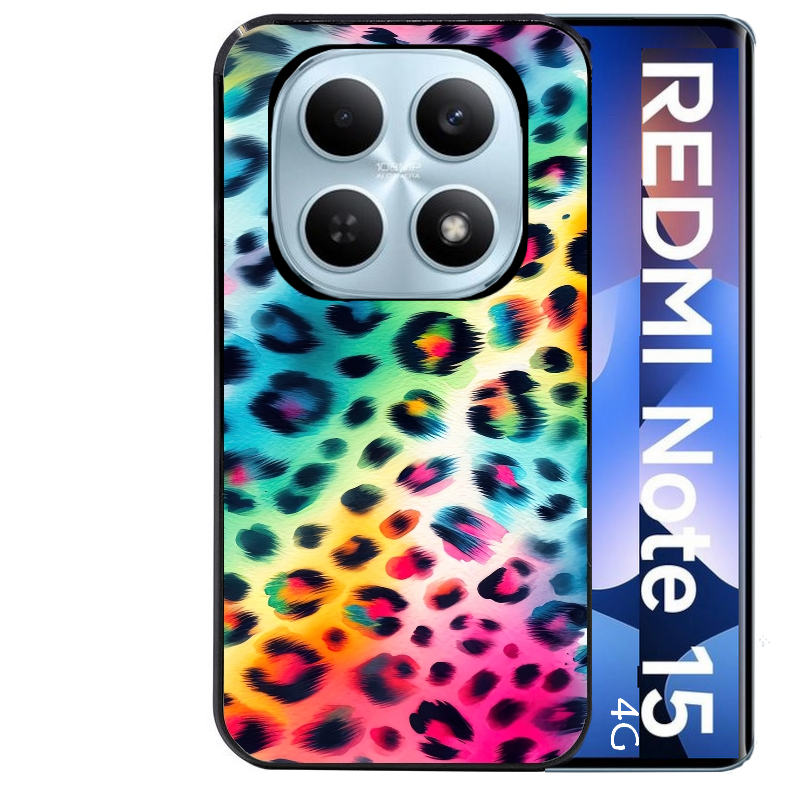 Coque noire taperso pour Redmi Note 15 et PRO PLUS 4G 5G avec motif leopard arc protection antichoc personnalisée
