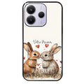 Coque noire taperso pour Redmi Note 14 et PRO PLUS 4G 5G avec motif lapin coeur avec prenom protection antichoc personnalisée