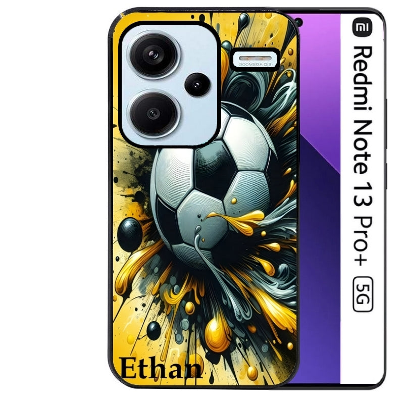 Coque noire taperso pour Redmi Note 13 PRO PLUS 5G avec motif football personnalisee protection antichoc personnalisée