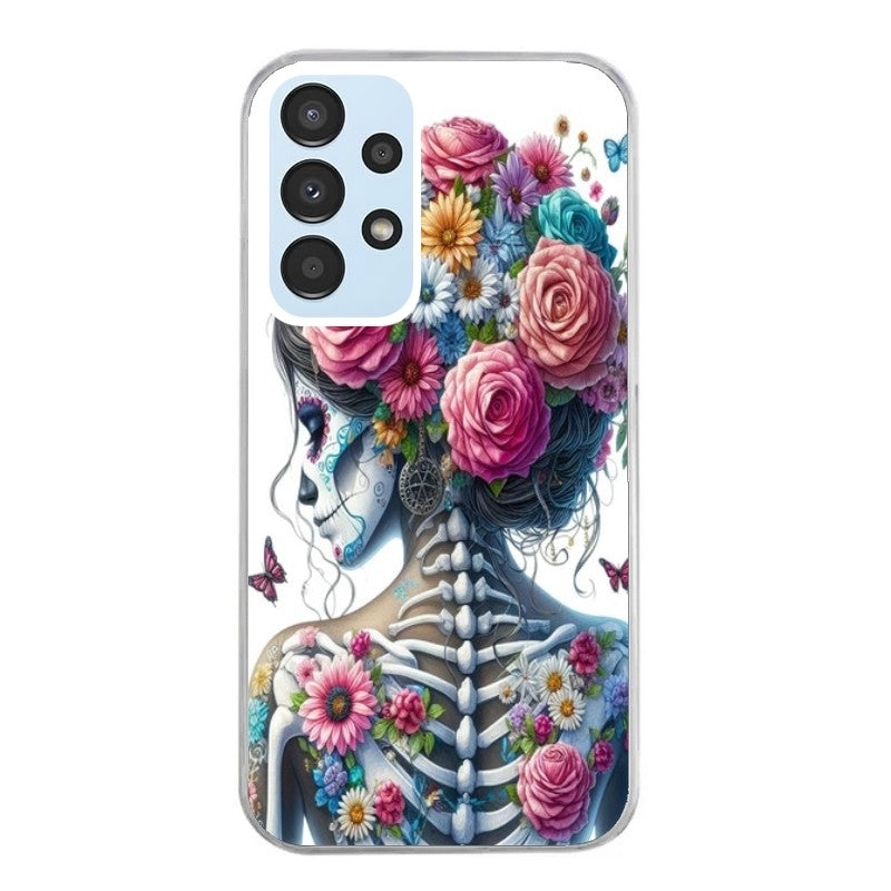 Coque taperso pour Galaxy A13 4G et 5G A23 A53 avec motif tete de mort calavera papillon protection antichoc personnalisée