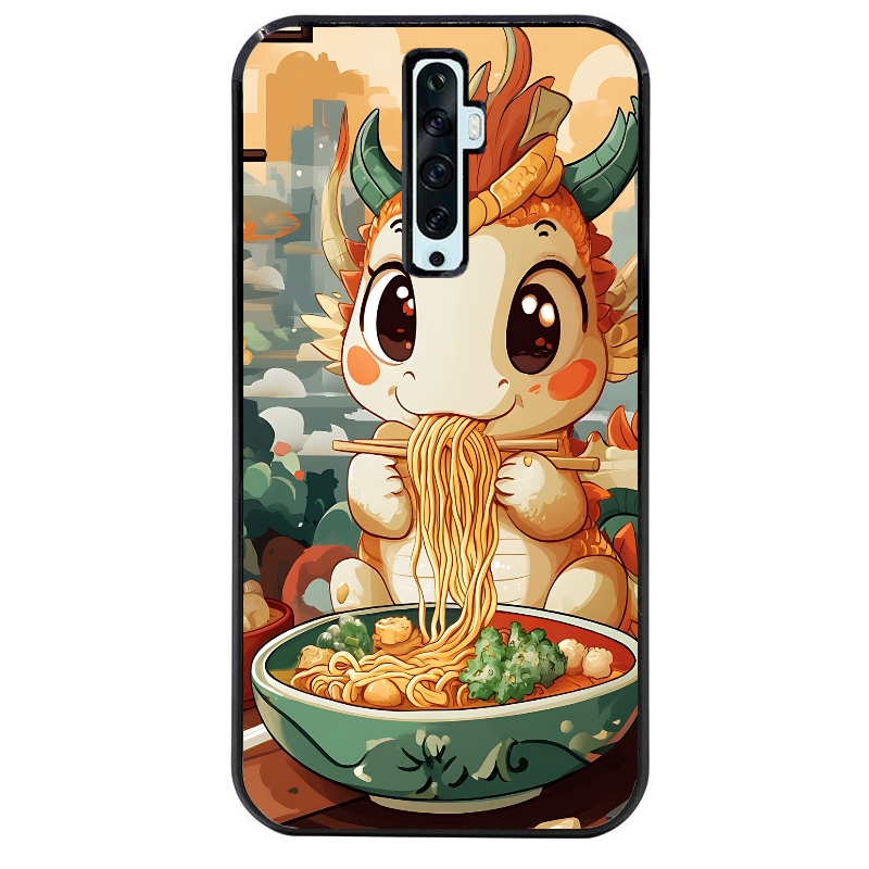 Coque noire taperso pour OPPO Reno 2 et 2Z avec motif dragon ramen 3 protection antichoc personnalisée